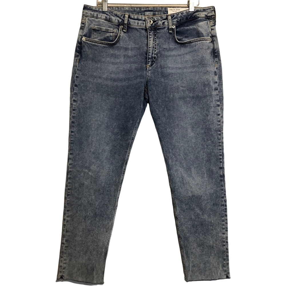 Rag Bone Dre Low Rise Boyfriend Nora Raw Hem Stretch Denim Blue Jeans 31